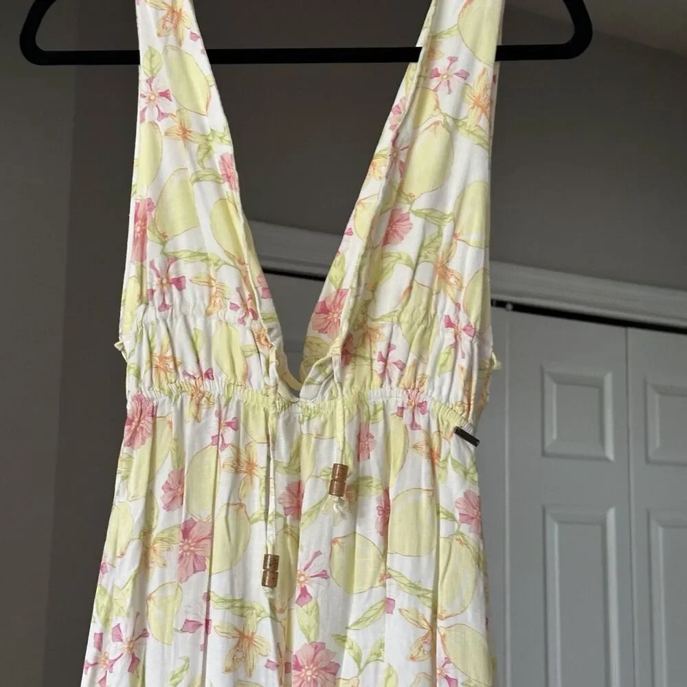Maaji Eva Maxi Dress in Lemonade Women’s Long Yellow Pink Tropical Print Sz S - Picture 5 of 14